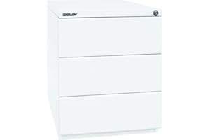 BISLEY Rollcontainer OBA mit 25 mm Top, 3 Universalschubladen, Metall, 696 Verkehrsweiß, 56.5 x 42 x 51.9 cm
