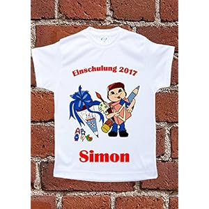 personalisierte bedruckte Einschulungs-T-Shirts 2017 - Motiv 1 mit Wunschanmen