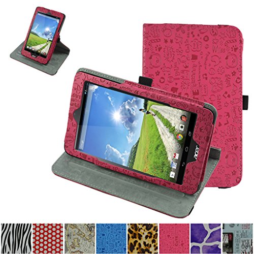 Acer ICONIA ONE 7 B1-750 Drehbares hülle,Mama Mouth 360°ROTATION Drehbares Standfunktion hülle mit Schöne Muster für Acer ICONIA ONE 7 B1-750 Tablet-PC,Pink
