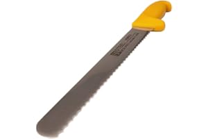 FranquiHOgar - Cuchillo Panero Profesional 25 cm STEEL βPRO - Acero Inoxidable de Alto Rendimiento - Mango Ergonómico de Polipropileno - Ideal para Pan, Hojaldres, Tomates, Amarillo, Acero Inoxidable