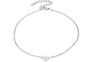 FindChic Cavigliera Donna Cuore con Lettera dalla A alla Z in acciaio inossidabile placcato platini/oro 18K/ nero Cavigliera Cuore Impermeabile Gioielli della Spiaggia Vacanza Estive