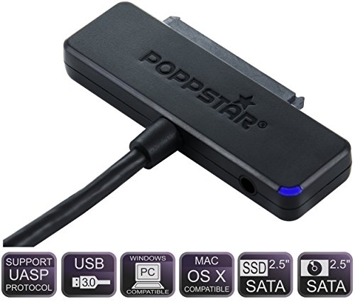 Poppstar USB 3.1 Gen 1 Typ A Festplattenadapter (SSD, HDD, 2,5 u. 3,5 Zoll), bis zu 5 Gb/s, UASP Support, ASMedia ASM1153E Chipsatz, ohne Netzteil, 1m Kabellänge - 2
