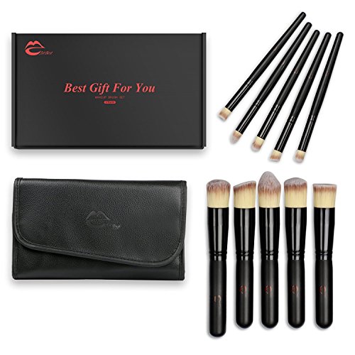 10 PCs Makeup Brushes, JstBest Professional Cosmetic Tool Kit w/ Gift Box