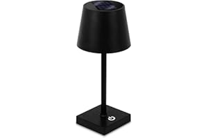 ‎SPETEBO Spetebo LED Solar Akku Touch Leuchte warm weiß - 26 x 11 cm - Garten Kunststoff Tischlampe in schwarz - Garten Deko Beleuchtung für Terrasse Balkon Lampe dimmbar zum Hinstellen