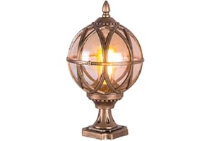CODLYN 11 Traditional Victorian Globe Column Light Lantern Classic Aluminium Die-Casting Glass Outdoor Waterproof E27 Pillar Post Lamps Creative Ball Courtyard Patio Porch Gate Landscape Street Lighting Fixture