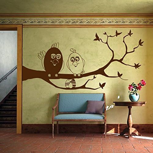 Easterbirds on Perch - Wall decal Light grey 201 x 100 cm