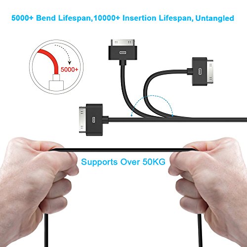 [3 Stück] iPhone 4s Kabel, iVoler [3ft/1m] 30 Pin Dock Connector auf USB Kabel Sync und Ladekabel Datenkabel USB mit 30 polige Stecker für Apple iPhone 4/4s, iPhone 3G/3GS, iPad 3/2/1, iPod touch 2 3 4, iPod nano 5/6 (Schwarz) - 5