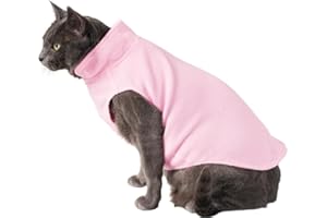 DROOLINGDOG Cat Fleece Vest Small Pet Fleece Sweater for Cats Only Cat Clothes Girl, Pink, Small