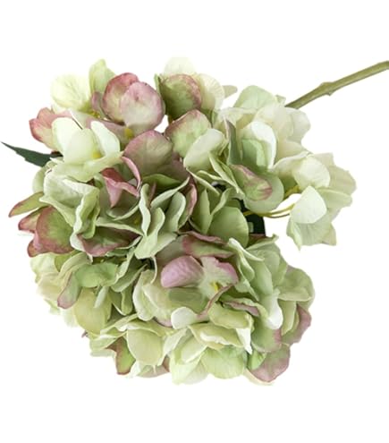 JUSTOYOU Kunsthortensia-bloemen, 4 stuks, dubbele kleur, enkele stem