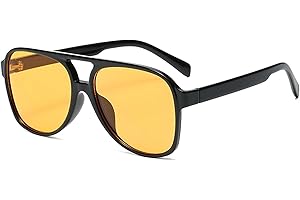 YAMEIZE Retro Double Bridge Rectangle Sunglasses - for Women Men Square Night Vision UV400 Protection Glasses for Driving