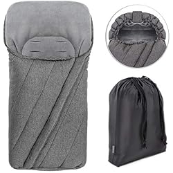 Zamboo Saco de invierno Universal para cochecito y silla de paseo | Protección antideslizante, forro polar térmico Deluxe, capucha tipo momia y bolsa | Gris