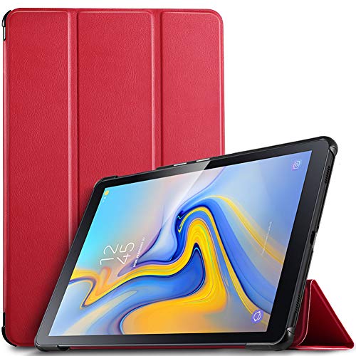 IVSO Funda Carcasa para Samsung Galaxy Tab A 10.5 SM-T590/T595, Slim PU Protectora Carcasa con Auto Wake/Sleep Función para Samsung Galaxy Tab A SM-T590/SM-T595 10.5 2018, Rojo