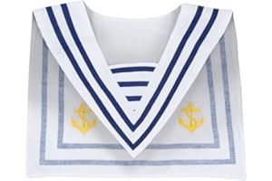 Boland 44354 - Col marin, blanc-bleu avec ancre jaune brodée, marin, capitaine, bateau, accessoire, déguisement, carnaval, fête à thème