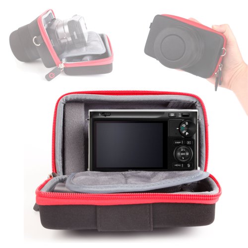 Etui coque rigide DURAGADGET sur mesure pour appareil photo SLR   Compact hybride Nikon 1 J1  J2  J3  V1 CSC muni de leur objectif standard   encoches pour cartes SD