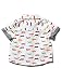 M&Co Baby Boy Short Sleeve Multi Colour Crocodile Print Chambray Trim Button Down Summer Shirt White 2/3 Yr