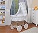 WALDIN Baby wicker cradle, Moses basket, 9 colours available,white