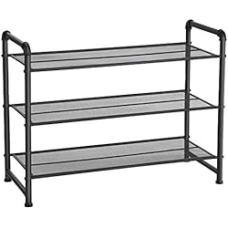 SONGMICS Porte-chaussures Ouvert à 3 Niveaux, 9-12 Paires de chaussures, Style industriel, pour Chaussures, Plantes, Décor, Organiseur à chaussures en Métal avec Étagères ajustable, Noir mat LMR53BK