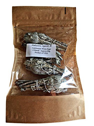 Natures Spirit Sage Smudging Wands x 4-Approx 4" Californian White Sage