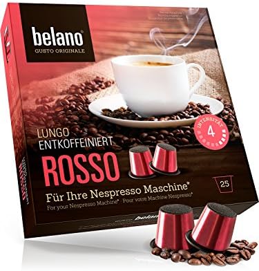 Belano Coffee 25x Capsules compatible with Nespresso* Rosso 100% Arabica decaffeinated