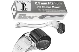 Derma Roller 0,5 mm, 540 aiguilles en titane de 0,5 mm, REAL LUVIXA rouleau à barbe, rouleau à micro-aiguille pour la peau et les cheveux, utilisation pour hommes et femmes