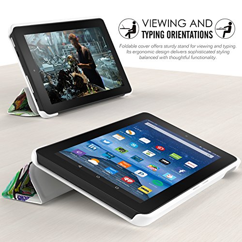 MoKo Fire 2015 7 Zoll Hülle – Ultra Slim Lightweight Schutzhülle Smart Cover Case mit Standfunktion für Amazon Fire Tablet (Vorherige 5th Generationeration – 2015 Modell) Tablet, Glück Baum - 4