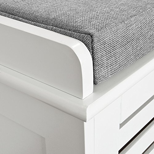 SoBuy® moderne Schuhtruhe,Sitzkommode mit 2 Körben,Sitzbank, Schuhschrank mit Sitzkissen,Spieltruhe, FSR23-K-W - 7
