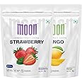 Moon Freeze Dried Strawberry Chips and Mango combo | No Preservatives, No Added Sugar, Healthy Dried Fruit | 100% Natural, Vegan, Gluten Free Snack for Kids and Adults |