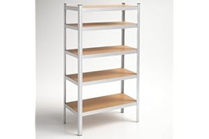 SPRINGOS Scaffale in Metallo per Garage e Cantina, 5 Ripiani, Capacità 200kg per Ripiano, 60x100x180 cm, Resistente e Facile da Montare