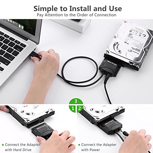 USB 3.0 to SATA Converter External Hard Driver Adapter Hub for 2.5″ SSD/HDD Drives High Speed Power Cable Up to 5Gbps Support Drivers with A Capacity More Than 2TB - 2