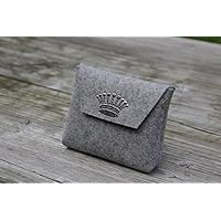 zigbaxx Beautybag CROWN 1 Kosmetiktasche klein Make up Tasche aus Woll-Filz mit Krone aus Strass & Studs, grau / anthrazit/schwarz / beige / pink / braun - Geschenk Weihnachten Geburtstag Muttertag Valentinstag
