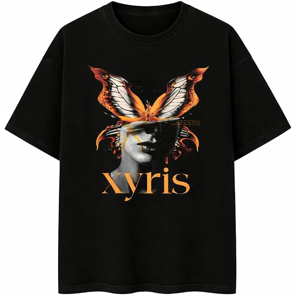Buy DIGI DRAPE Xyris Oversized Acid Wash T-Shirt, Black, Butterfly