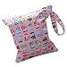 Baby Infant Waterproof Zipper Reusable Cloth Diaper Bag (Colorful Owl Pattern Pink)