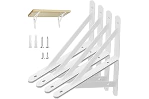 WEERSTONE 8 Stück Regalhalterungen Schwerlast-Träger 90 Grad Wand-Winkel Regalhalterung Metall Regalträger mit Schrauben Wand Regalträger Eisen Regalwinkel für Winkel Regal (20×12CM)，Weiß