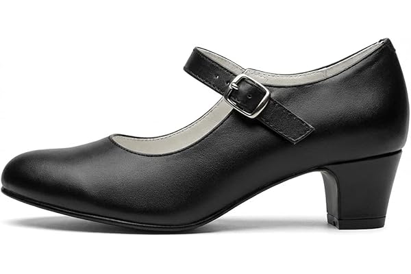 Talons Femme Confortables pour Danser Escarpins Mary Jane en Cuir Faits à la Main en Espagne Talon Haut ou Bas carré, fermé ou Ouvert Chaussures élégantes du 24 au 41