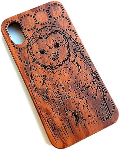 Wooden engraved Owl phone case for iPhone X and XS. Real solid rose wood, hand made, carved artwork. Drop & scratch proof, providing premium protection for your smart phone