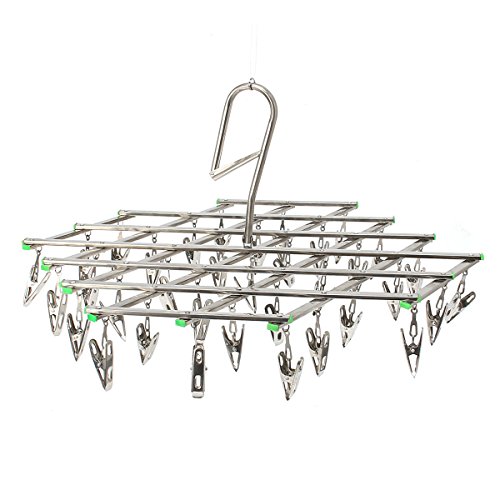 TAPCET Wäschespinnen Bügel Kleiderbügel Wäschetrockner Wäscheständer mit 31tlg Klammern Edelstahl Wäscheklammern Clothes Hanger