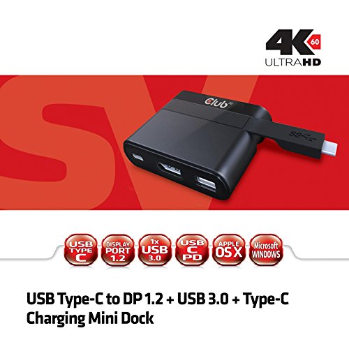 Club3D USB Type C to DP 1.2 + Charging Mini Dock Club3D USB Type C to DP 1.2 + Charging Mini Dock