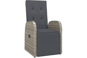 vidaXL Garten Liegestuhl mit Auflage Gartensessel Gartenstuhl Sessel Stuhl Liegesessel Sonnenliege Relaxstuhl Gartenmöbel Poly Rattan Grau