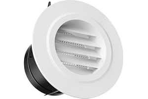 Hon&Guan 75mm Griglia di Ventilazione Rotonda, Griglia Aerazione In Plastica, Griglia di Espulsione dell'aria, Dotato di Zanzariera, Colore Bianco per Muro Bagno, Garage, Cucina, Stanza, Soffitto