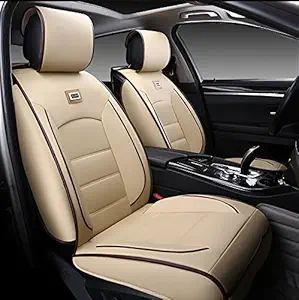 3D FRONTLINE Platinum Series PU Leather Car Seat Cover for Skoda Fabia (Beige and Black)