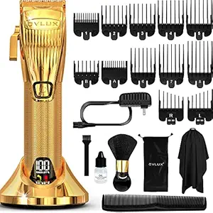 OVLUX Hair Clippers for Men Professional - Cordless Rechargeable Clippers for Hair Cutting, Gold Color Full Metal Beard Trimmer, Barbers Trimmer, Birthday Gifts for Men, Gifts for Him Dad or Boyfriend