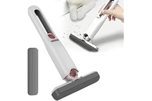 Lotvic Mini Vadrouille Portable, Mini Vadrouille Mains Libres, Vadrouille Auto-serrante, Mini Portable Mop (1 Têtes Coton)