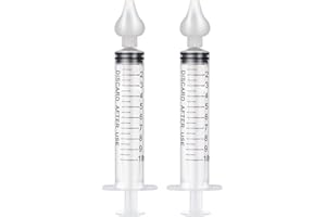 GHEART Irrigatore Nasale, Irrigatore Nasale Bambini, Rrigatore Nasale Siringa, con Siringa e Punta di Aspirazione Nasale in Silicone Riutilizzabile (2 pezzi)