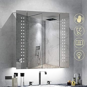 Amazon.de: Quavikey LED Badezimmerschrank Aluminium badezimmerspiegel