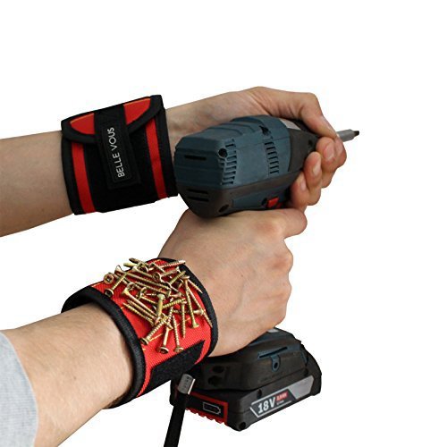2 Stuck Magnetisches Armband Von Belle Vous - Starke N35 Magnete Fur Werkzeuge halten, Schrauben, Nagel, Schrauben, Bohrer - Beste Werkzeughalter / Veranstalter, Beste Werkzeug Geschenk Fur DIY Heimwerker