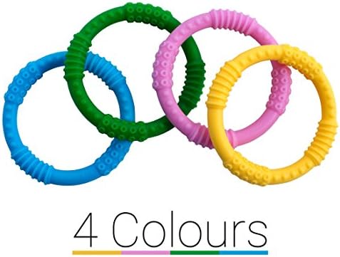 Baby Teether Rings [4 Colors] Soother Infant Teething Toy – Dental Molar Pacifier- Best Babyshower Gift