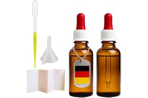 K-Amakah 2er Set 30ml Pipettenflaschen – Nachfüllbare Braunglas Tropfflaschen mit Pipette, Trichter & Etiketten für ätherische Öle, Seren, Parfums & DIY-Kosmetik