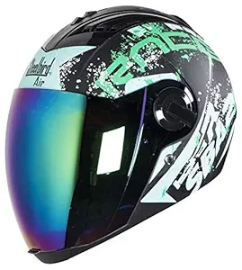 Steelbird SBA-2 Race Full Face in Matt Finish Helmet Fitted with Clear Visor and Extra Chrome Visor (Large 600 MM, Matt Black/Green)