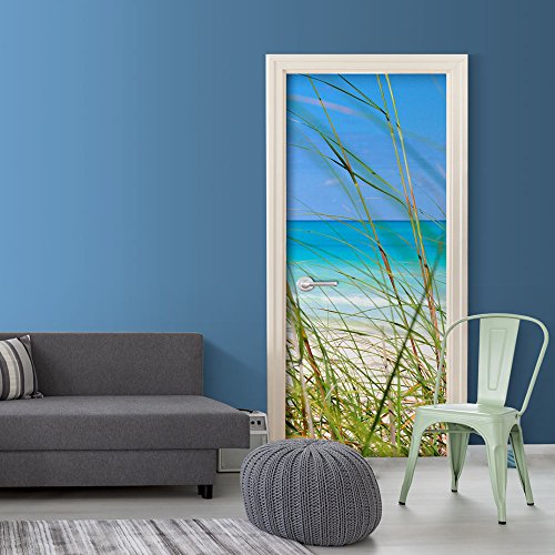 Türtapete XXL 100x210 cm ! Premium Vliesleinwand mit Samt Haptik! Fototapete Tapete Türpanel Türposter Tür Foto Bild Design Natur blau c-B-0221-a-b