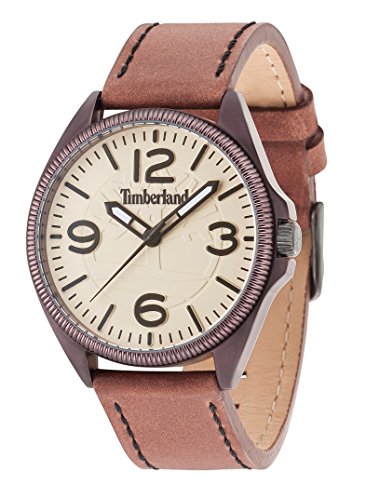 Timberland TBL.94502AEU/07A - Reloj de cuarzo para hombres con esfera beige y correa marrón de cuero